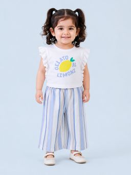 Bloom Up - Girls Top & Stripes Palazzo Pant Set