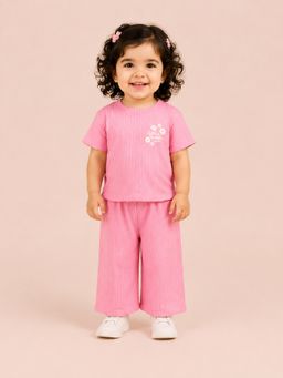 Bloom Up - Pink Striped Kids T-Shirt & Pant Set Comfortable Outfit For Toddlers