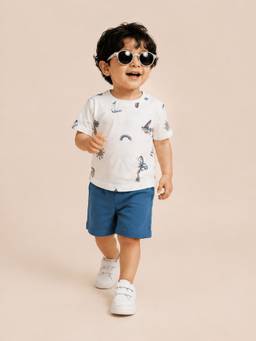 Bloom Up - Blue Printed Kids T-Shirt & Shorts Set