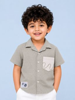 Bloom Up - Boys Grey Textured Casual Shirt
