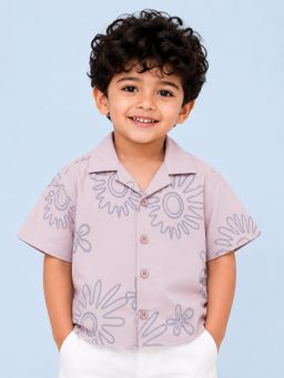 Bloom Up - Boys Peach Printed Casual Shirt