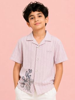 Bloom Up - Boys Lavender Embroidered Casual Shirt