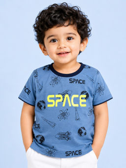 Bloom Up - Blue Space Soft Cotton T-Shirt For Toddlers & Boys