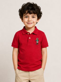 Bloom Up - Red Printed Polo T-Shirt For