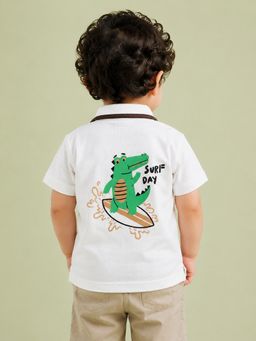 Bloom Up - White Polo T-Shirt For Boys And Kids