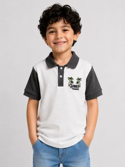 Bloom Up - Grey Polo T-Shirt For Boys And Kids