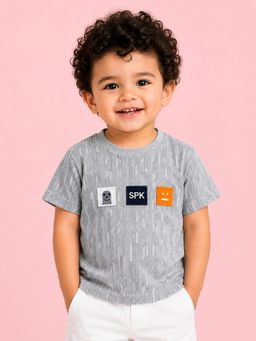 Bloom Up - Spk Patch Casual Half Sleeve T-Shirt For Toddlers