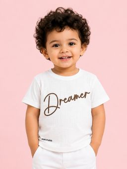 Bloom Up - Boys “Dreamer” Cotton T-Shirt Off White For Toddlers