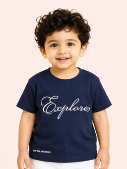 Bloom Up - Boys “Explorer” Cotton T-Shirt Navy Blue For Toddlers