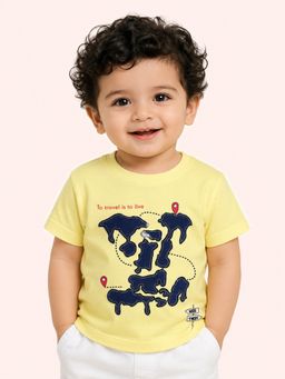 Bloom Up - Yellow Boys Travel Applique Cotton T-Shirt