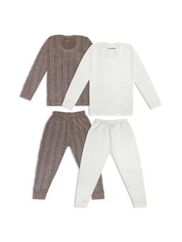 Trampoline - Kids Fleece Knit Striped Thermal Tops and Pants - Multicolor (Pack of 2)