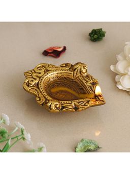 eCraftIndia - Golden Handcrafted Traditional Decorative Brass Diya
