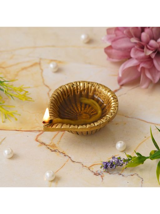 eCraftIndia Golden Decorative Brass Diya