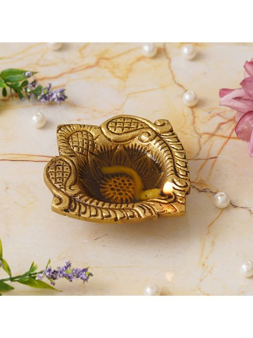 eCraftIndia Golden Decorative Brass Diya