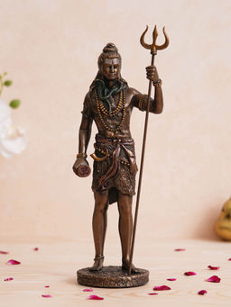 eCraftIndia - Polyresin Bronze Finish Standing Lord Shiva Statue with Trishul,Damru