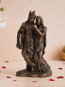 eCraftIndia - Polyresin Bronze Finish Standing Radha Krishna Idol Decorative Statue