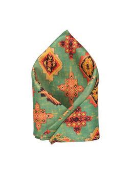 The Tie Hub - Multi Geo Green Microfiber Pocket Square