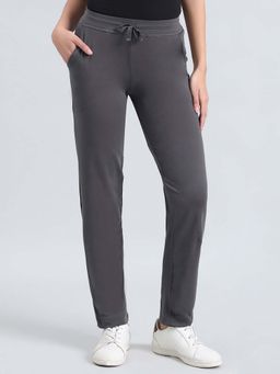 Go Colors - Cotton Stretch Track Pants Full Length for Women Breathable Mid Rise Grey