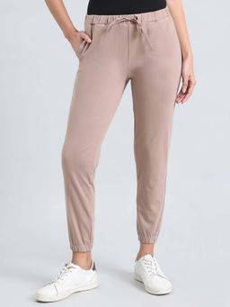 Go Colors - Soft Cotton Blend Joggers Ankle Length for Women Breathable Mid Rise Light Brown