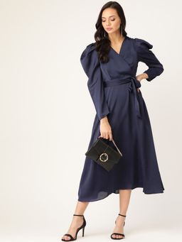 Twenty Dresses by Nykaa Fashion - Navy Blue The Extra Puff Midi Dress