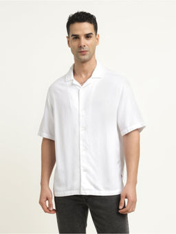 Levi's - Mens White Solid Camp Collar Shirt