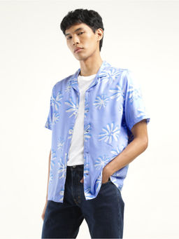 Levi's - Mens Blue Floral Print Camp Shirt