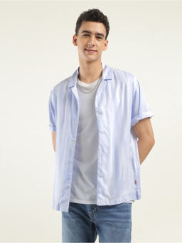 Levi's - Mens Blue Stripes Spread Collar Shirt
