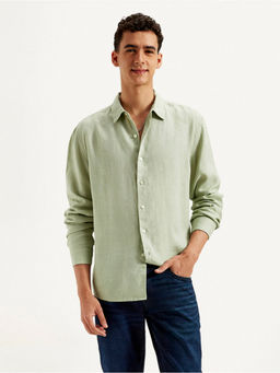 Levi's - Mens Green Solid Slim Fit Shirt