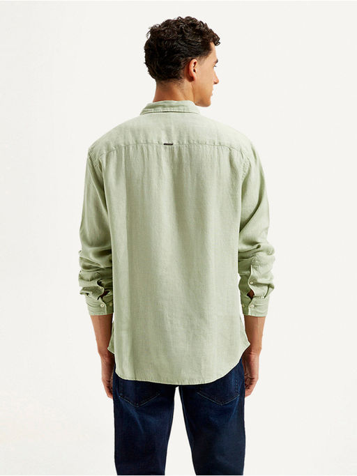 Buy Levi's Mens Green Solid Slim Fit Shirt Online 3