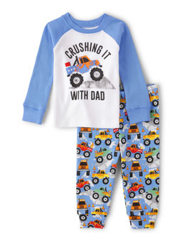 The Children's Place - Boys Blue and White Printed Jogger suit