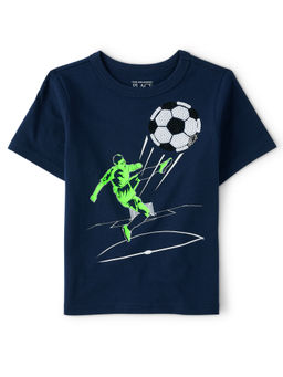 The Children's Place - Boys Navy Blue Football Print T-shirt