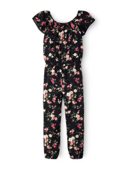 The Children's Place - Girls Black Floral Jumpsuit