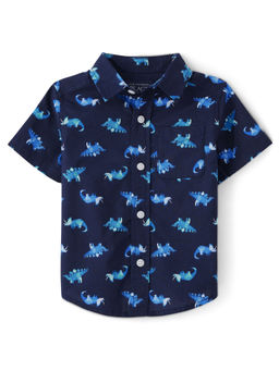 The Children's Place - Boys Blue All Over Print Half Sleeve Shirt