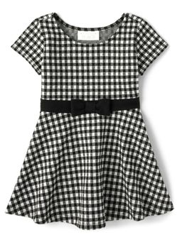 The Children's Place - Girls White and Black Check Dress with Bow Belt (Set Of 2)