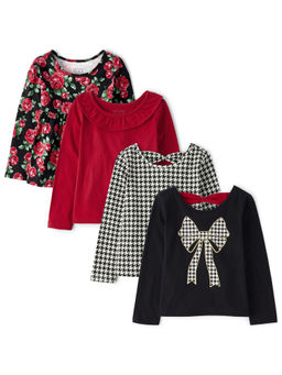 The Children's Place - Girls Plain and Printed Tops(Pack of 4)