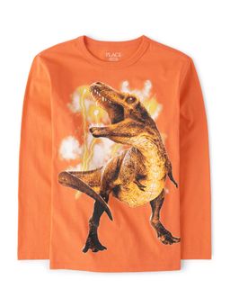 The Children's Place - Boys Orange Graphic Printed Full-Sleeve T- Shirt