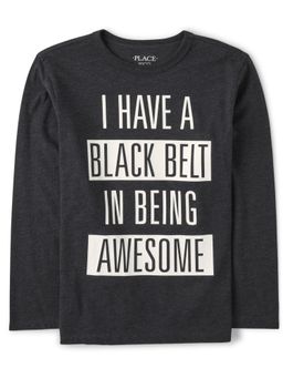 The Children's Place - Boys Black Typography Print Full Sleeve Shirt