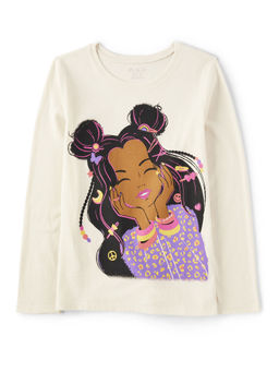 The Children's Place - Girls White Prinrted Full Sleeve T-Shirt