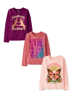 The Children's Place - Girls Printed Full Sleeves T-Shirt (Set of 3)