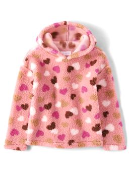 The Children's Place - Girls Pink All Over Print Winter Hoodie