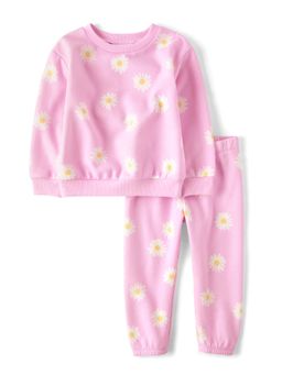 The Children's Place - Toddler Pink Girls Daisy Fleece Co-Ord (Set of 2)