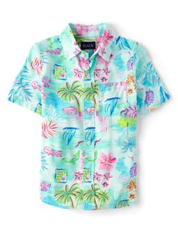 The Children's Place - Boys Matching Family Tropical Button Up Shirt
