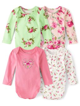 The Children's Place - Baby Girls Floral Bodysuits (Pack of 4)