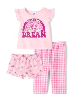 The Children's Place - Girls Living The Dream T-Shirt with Shorts & Pyjama (Set of 3)