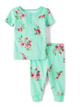 The Children's Place - Girls Floral Henley Pointelle Snug Top with Pyjama (Set of 2)