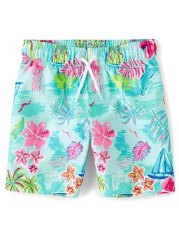 The Children's Place - Boys Aqua Print Swim Trunk