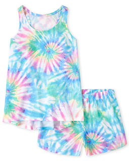 The Children's Place - Girls Tie Dye T-Shirt with Shorts