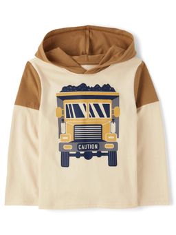 The Children's Place - Boys Graphic Beige Hoodie