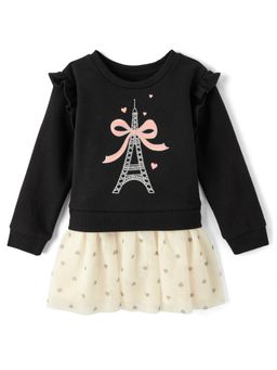 The Children's Place - Girls Glitter Paris Sweatshirt Midi Dress