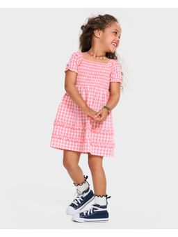 The Children's Place - Girls Mommy Me Pink Gingham Poplin Smocked Ruffle Dress
